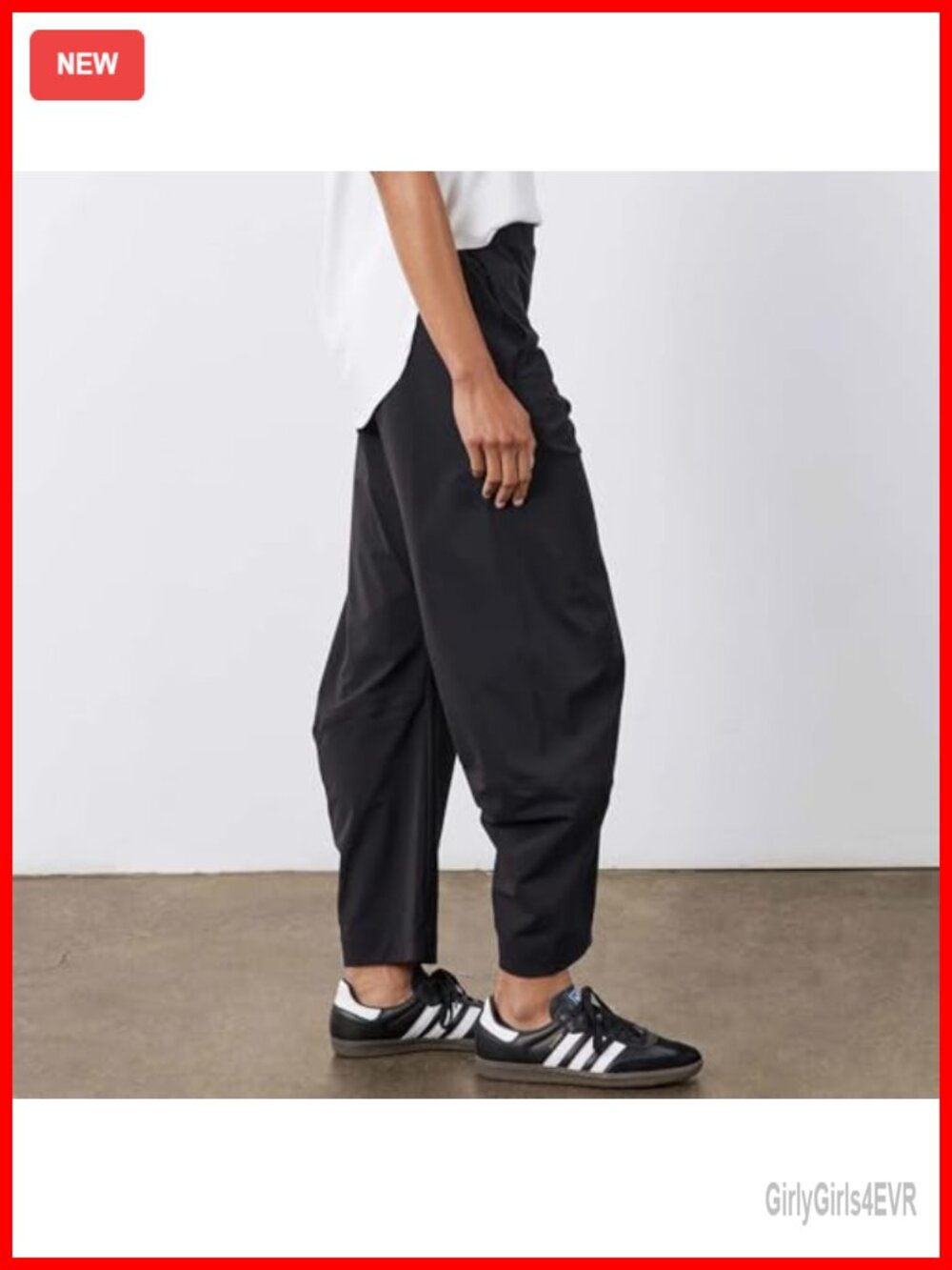 High Waisted Barrel Pants Wide Leg Ankle Travel Work Trousers with Pockets - Picture 4 of 6